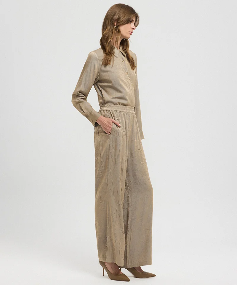 ابيكول Textured Wide-Leg Trousers